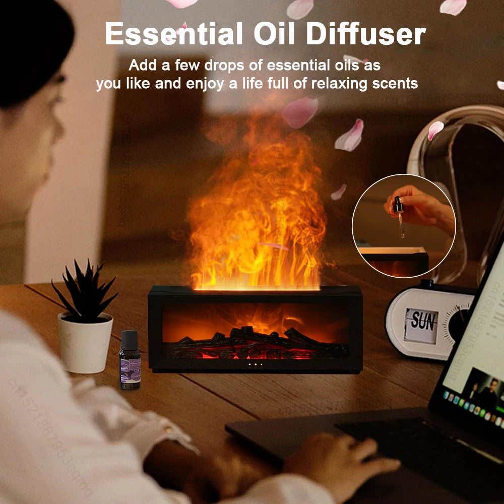 Flame Aroma Humidifier with Essential Oils & LED