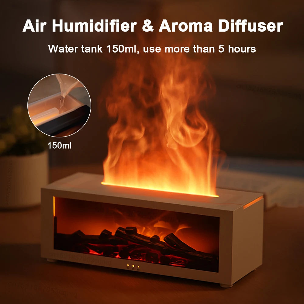 Flame Aroma Humidifier with Essential Oils & LED