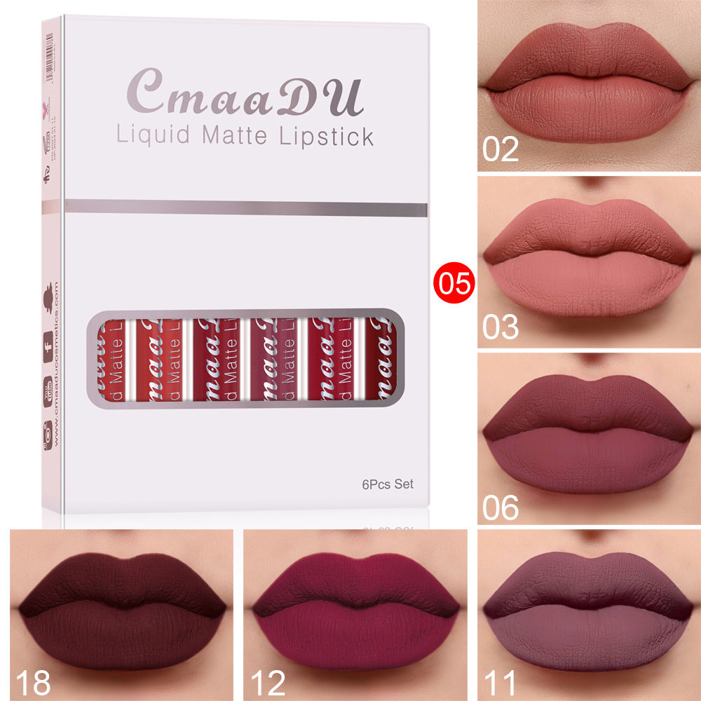 6-Pack Matte Waterproof Lipsticks – Long-Lasting Lip Gloss
