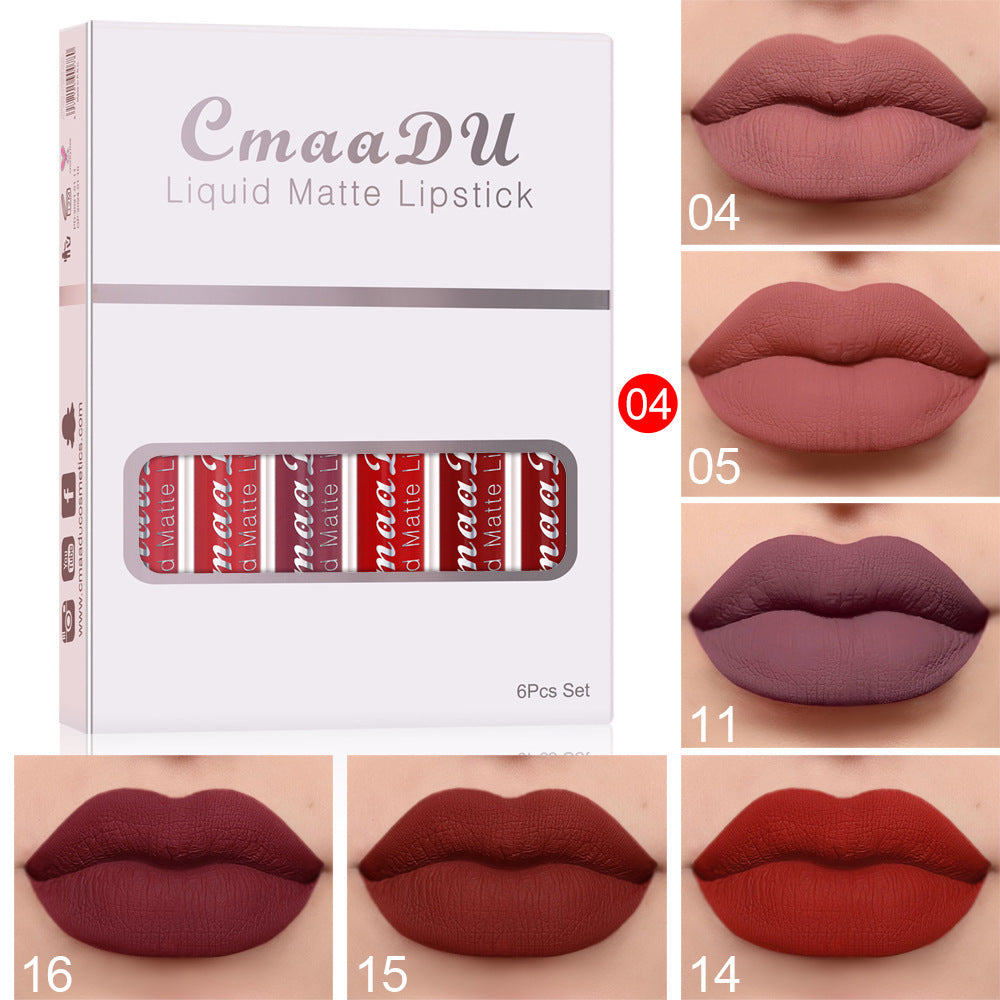 6-Pack Matte Waterproof Lipsticks – Long-Lasting Lip Gloss