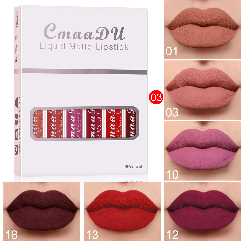 6-Pack Matte Waterproof Lipsticks – Long-Lasting Lip Gloss