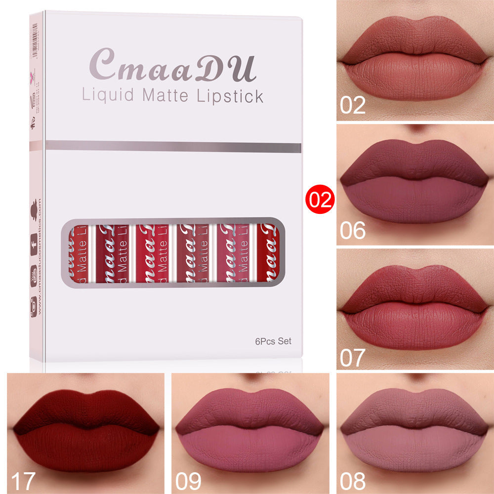 6-Pack Matte Waterproof Lipsticks – Long-Lasting Lip Gloss