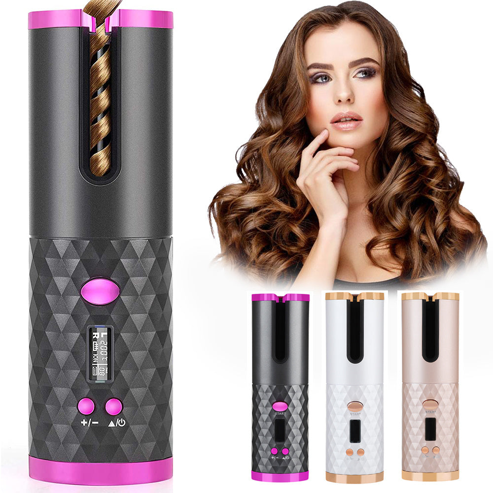 Portable Automatic Hair Curler with LCD Display – Ceramic Rotating Iron
