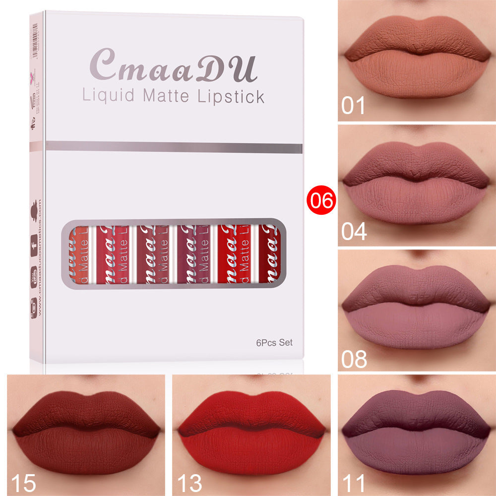 6-Pack Matte Waterproof Lipsticks – Long-Lasting Lip Gloss