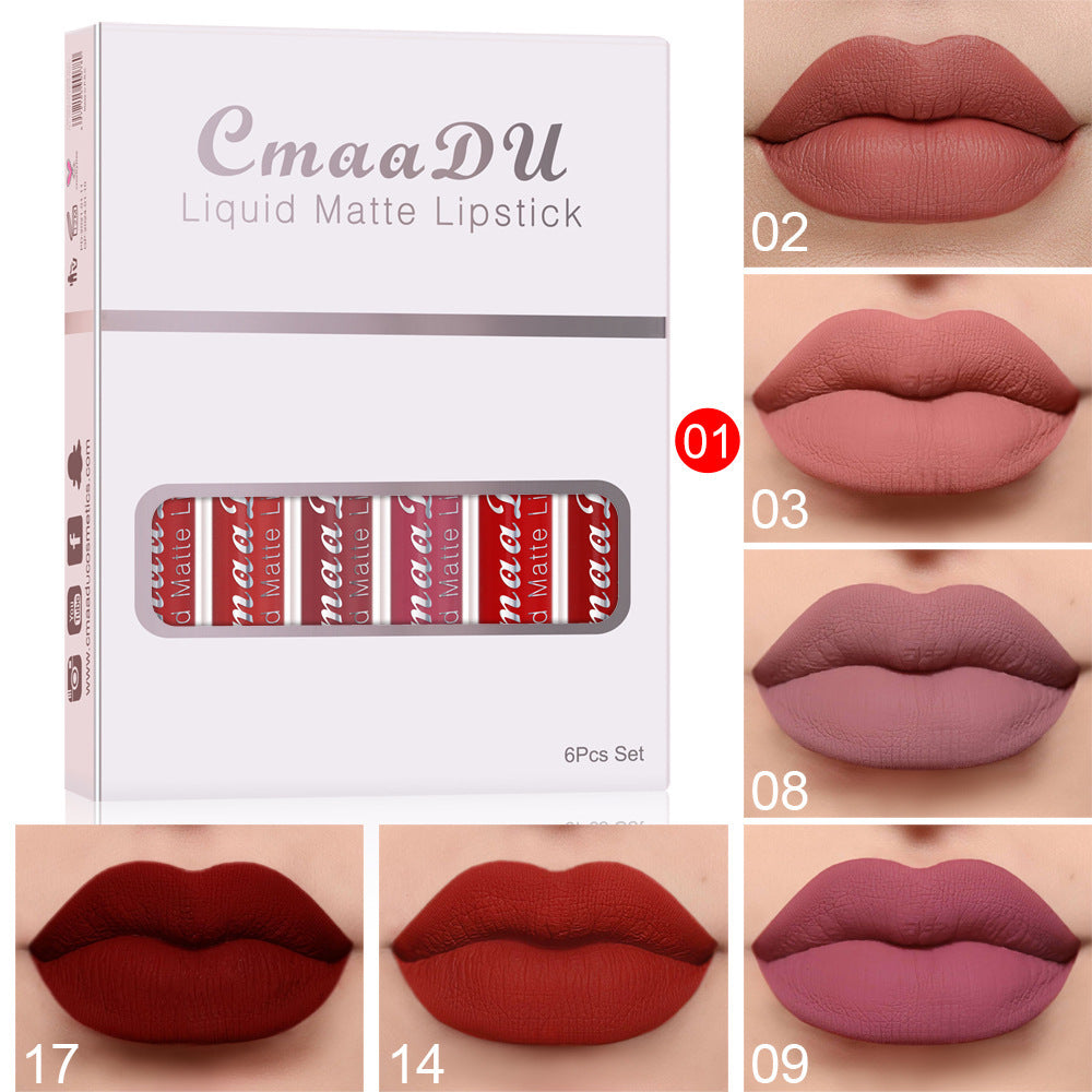 6-Pack Matte Waterproof Lipsticks – Long-Lasting Lip Gloss